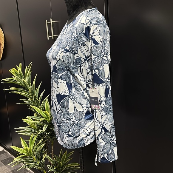 Stella Parker UPF 30+ sun protection,long sleeve tie up side ruching pattern top - Picture 5 of 11